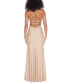 Juniors' Pleated Lace-Up-Back Gown