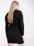 Фото #2 товара Tommy Jeans Plus bodycon long sleeve dress in black