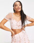 Фото #2 товара Collective the Label exclusive puff sleeve organza top co-ord in blush glitter heart