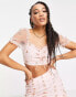 Collective the Label exclusive puff sleeve organza top co-ord in blush glitter heart Blush Glitter Heart, US 4 - фото #2