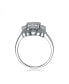 Exquisite Sterling Silver Rhodium-Plated Cubic Zirconia Cocktail Ring
