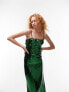 Topshop disco sequin midi dress in bright green