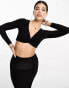 Фото #1 товара Fashionkilla sculpted knot front crop top co-ord in black