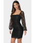 ფოტო #3 პროდუქტის Women's Lace Square Neck Ruch Dress