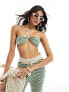 Фото #1 товара ASOS DESIGN knitted beach bandeau crop top co-ord in green stripe