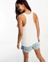 Miss Selfridge longline soft touch rib vest top in white