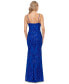 Фото #2 товара Women's Sequined Spaghetti-Strap Illusion-Neck Gown