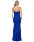 ფოტო #2 პროდუქტის Women's Sequined Spaghetti-Strap Illusion-Neck Gown