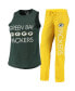 ფოტო #3 პროდუქტის Women's Gold, Green Green Bay Packers Muscle Tank Top and Pants Sleep Set