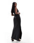 Фото #2 товара ASOS DESIGN ruched slinky cut out maxi dress in black