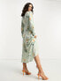 & Other Stories button detail midi dress in green floral