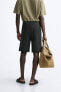 Textured lyocell - cotton bermuda shorts