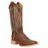 R. Watson Boots Arizona Tan Cowhide Embroidery Square Toe Cowboy Womens Brown C