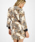 Фото #3 товара Women's Lace-Trim Animal-Print Stretch Satin Robe, Created for Macy's