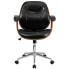 Фото #3 товара Mid-Back Black Leather Executive Wood Swivel Chair With Arms