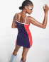 Jaded London strappy bodycon dress with sporty contrast detail in navy and red