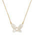 ფოტო #1 პროდუქტის Gold-Tone Cubic Zirconia & Mother-of-Pearl Butterfly Statement Pendant Necklace, 18" + 3" extender