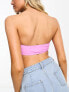 Noisy May twist bandeau bikini top in lilac and pink