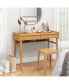 Bamboo Writing Desk with 2 Storage Drawers and Open Shelf-Natural