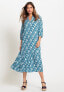 Women's 3/4 Sleeve Ikat Print Maxi Dress