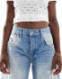 Free People rip detail barrel leg jeans in washed blue