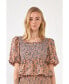 Фото #3 товара Women's Floral Smocked Detail Top
