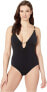 Фото #1 товара Jets Swimwear Australia Women's 251555 Plunge One-Piece Swimsuit Black Size 12