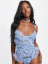 ASOS LUXE underwired 3D lace body in blue