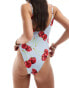 ASOS DESIGN Cleo cut-out plunge swimsuit in cherry print