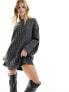 ASOS DESIGN knitted cable mini jumper dress in charcoal