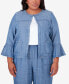 ფოტო #1 პროდუქტის Plus Size Bayou Chambray 3/4 Sleeve Jacket