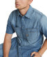 Men's Straight-Fit Slanted Double-Pocket Denim Button-Down Shirt