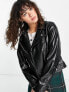 Фото #4 товара Only faux leather biker jacket in black