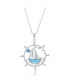 Фото #1 товара Sterling Silver, Ship Wheel, Larimar Sailboat & Blue CZ Necklace