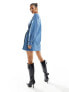 Фото #5 товара River Island long sleeve jersey sweater mini dress in blue