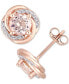 ფოტო #1 პროდუქტის Morganite (1-3/4 ct. t.w.) & Diamond (1/7 ct. t.w.) Swirl Halo Stud Earrings in 10k Rose Gold