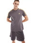 adidas Training three stripe t-shirt in charcoal