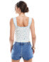 ASOS DESIGN cami vest top with ditsy print in white