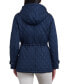 ფოტო #2 პროდუქტის Women's Petite Quilted Hooded Anorak Coat