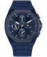 ფოტო #1 პროდუქტის Men's Multifunction Blue Silicone Watch 44mm