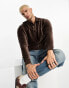 Фото #1 товара Polo Ralph Lauren icon logo knit cord long sleeve polo classic oversized fit in brown