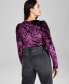 Фото #2 товара Women's Puff-Shoulder V-Neck Velvet Bodysuit, Created for Macy's