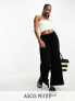 Фото #1 товара ASOS DESIGN Petite tie belt wide leg trouser culottes in black