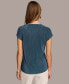 ფოტო #2 პროდუქტის Women's Allover Pleat Short Sleeve Top