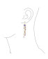 Фото #2 товара Boho Mixed Cluster Bead Accent Linear Fish Hook Thin Long Pink Tourmaline Purple Natural Amethyst Waterfall Tassel Dangle Earrings Gold Plated