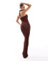 Фото #3 товара Murci honeycomb knit cut out halterneck maxi dress in brown