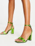 Фото #3 товара RAID Wide Fit Wink block heel sandals in green metallic - exclusive to ASOS