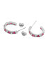 Sterling Silver White Gold Plated With Cubic Zirconia C-Shaped Hoop Earrings