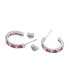 ფოტო #4 პროდუქტის Sterling Silver White Gold Plated With Cubic Zirconia C-Shaped Hoop Earrings