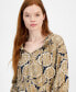 ფოტო #1 პროდუქტის Women's Printed Ruffled Split-Neck Top